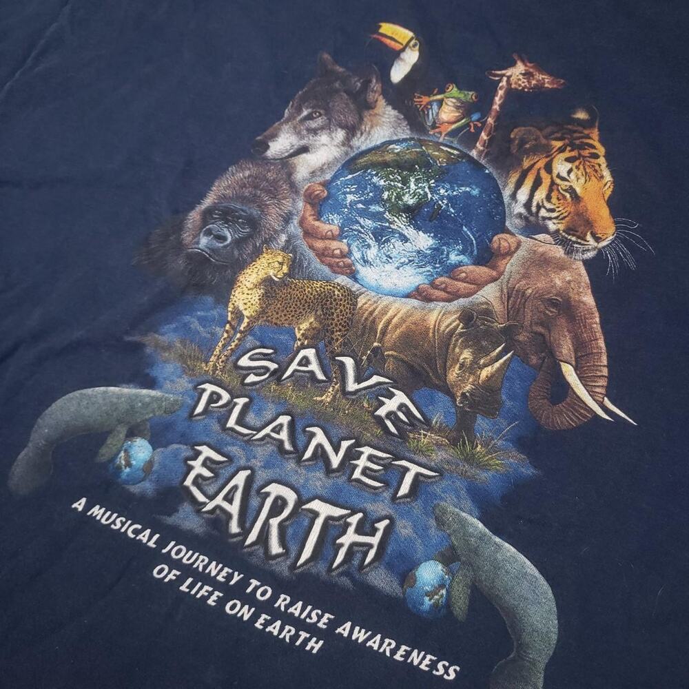 Vintage 90s Hanes Save the Planet Tee Mens 2X-Large